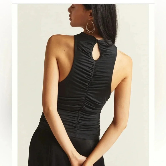 Pilcro Ruched Reversible Tank Top Size Medium Black Anthropologie NWT Shirt - Picture 3 of 9